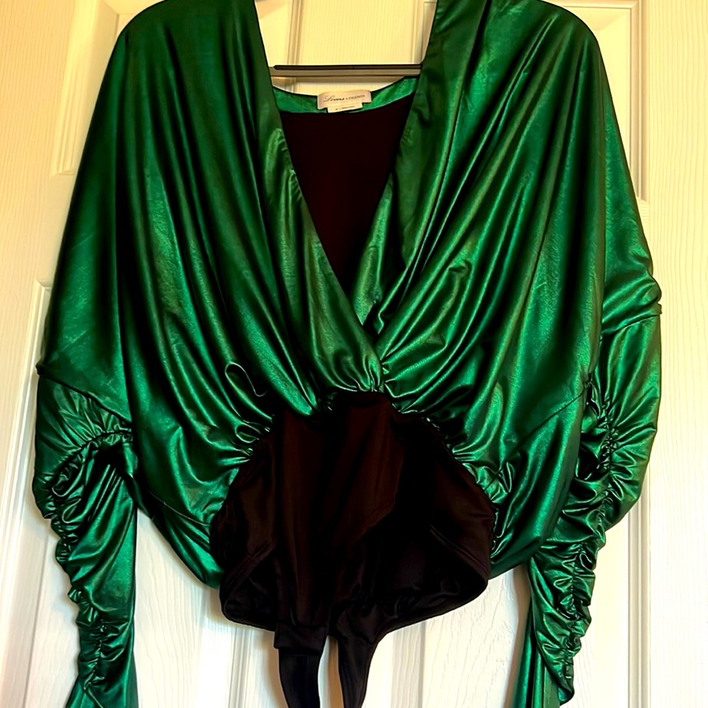 Lovers + friends emerald green body suit